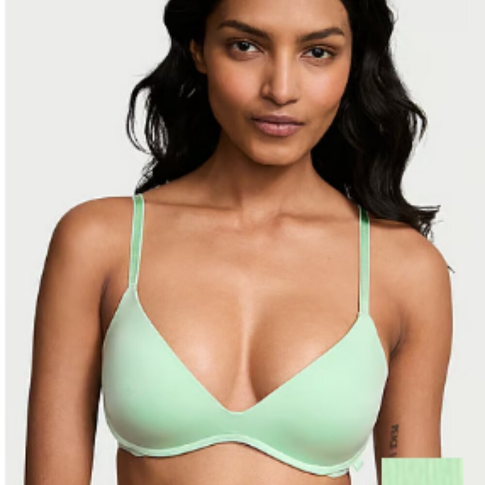 Victoria's Secret - Sexy Tee Smooth-Cup Wireless Push-Up Mint Green Bra (34DD)